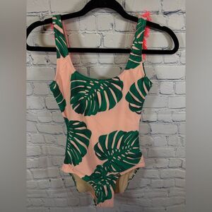 NWT Shade Critters Pink Cabana Botanical Scoop Back One Piece Swimsuit Size 2